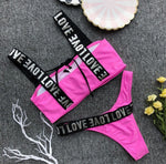 Sexy Letter Love Push Up Bikini Set Women Biquini